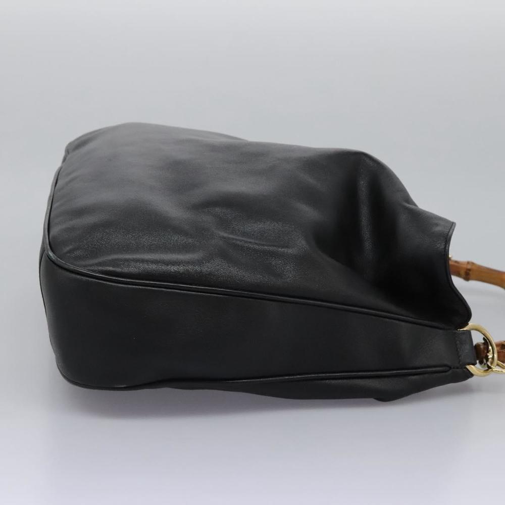 GUCCI Bamboo Hand Bag Leather 2way Black Gold 001 1014 1577 0 Auth nb190 - Picture 4 of 16